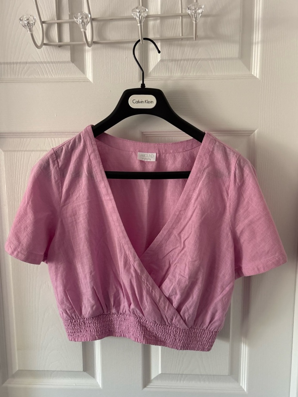 Abound Purple Tulip Short Sleeve Wrap Top Size M